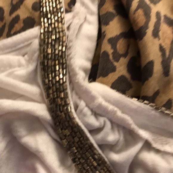 Matty M size large white large camisole Silver seed bead trim and straps NWOT - Picture 6 of 7